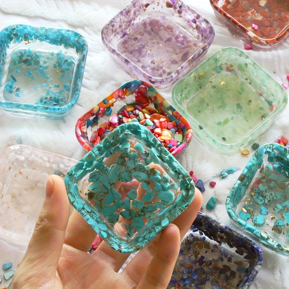 Random Color Resin Crystal Broken Stone Square Bowl